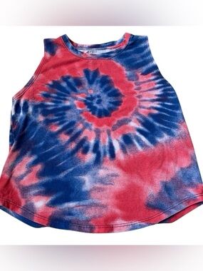🎇🎆3for$9 girls red and blue tie dye tank top- M